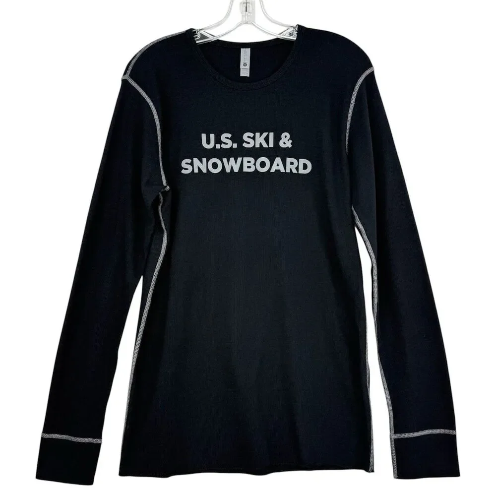 NEXT LEVEL BLACK THERMAL LONG SLEEVE SIZE L T-SHIRT U.S. SKI & SNOWBOARD